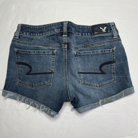 American Eagle Outfitters‎ Shortie Blue Denim Cutoff Shorts Size 4 - Picture 4 of 8